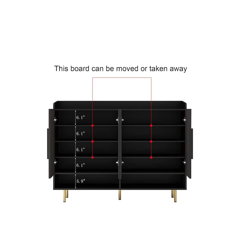 Storage Organizer Shoe Storage Cabinet with Metal Handles, Side Cabinet Entryway Cabinet Kitchen Cabinet