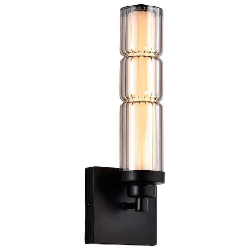 Evander LED Wall Sconce Matte Black Finish Smoked Glass - Matte Black