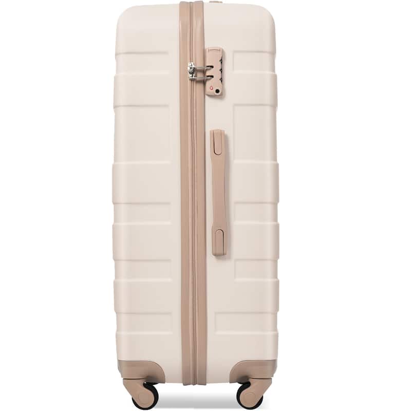 4-Piece, 20-Inch Modern Luggage with Travel Bag and 360° Spinner Wheels, for Boarding Travel, Ivory