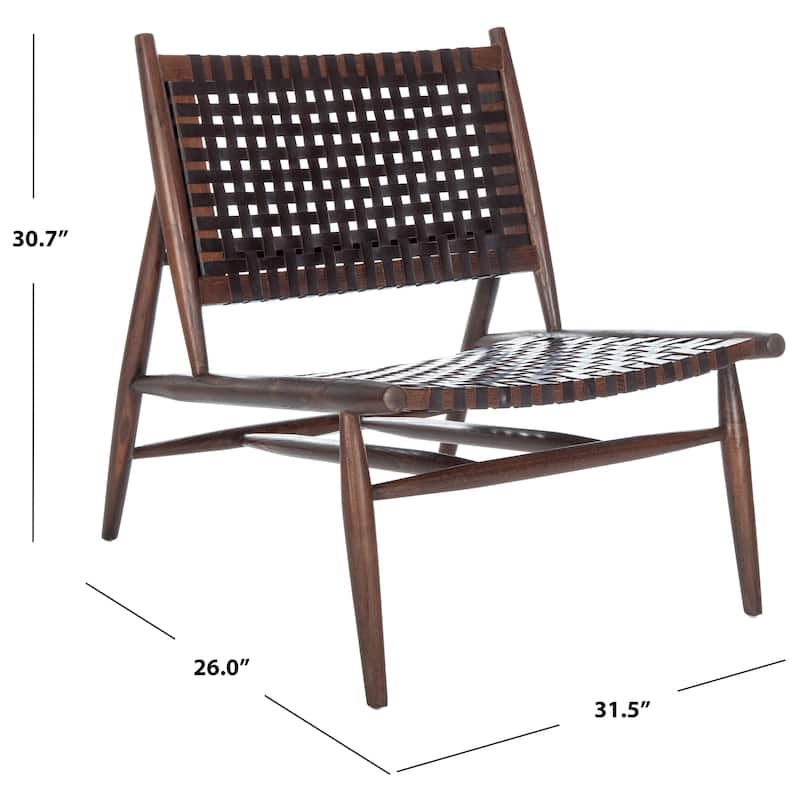 SAFAVIEH Soleil Squared Leather Woven Accent Chair - 26" W x 31.5" L x 30.7" H