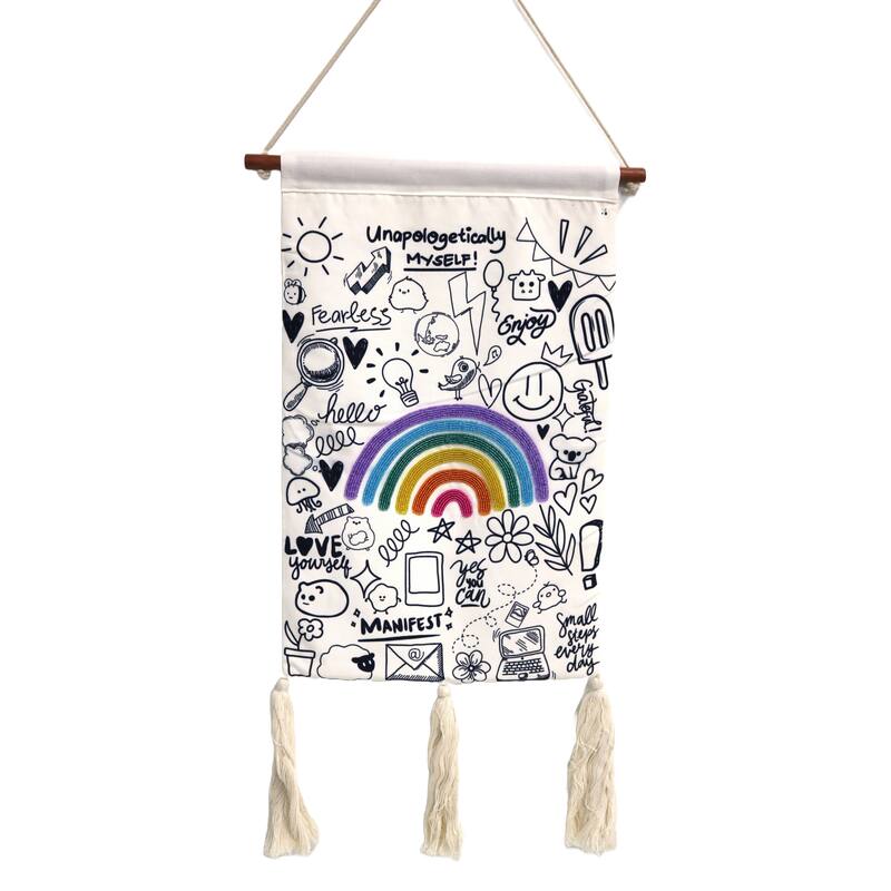 Home&Manor Illustrated Rainbow Wall Hanging