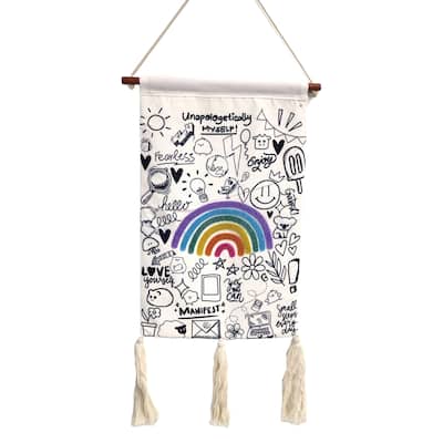 Home&Manor Illustrated Rainbow Wall Hanging