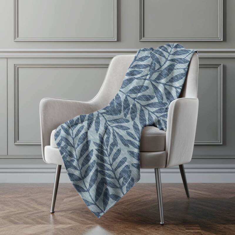 Premium Machine Washable ASB111 Floral Palms Sherpa Throw Blanket
