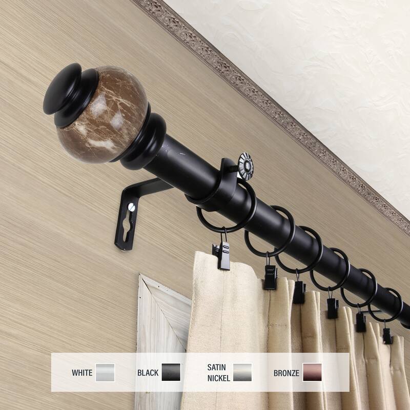 InStyleDesign Onyx 1 inch Diameter Adjustable Curtain Rod - 48 to 84 inches - Black