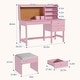 preview thumbnail 10 of 18, Adjustable Tilt Kids Desk and Chair Set - Wooden Study Table with Drawer, Cork Board & Hutch - Student Writing Desk
