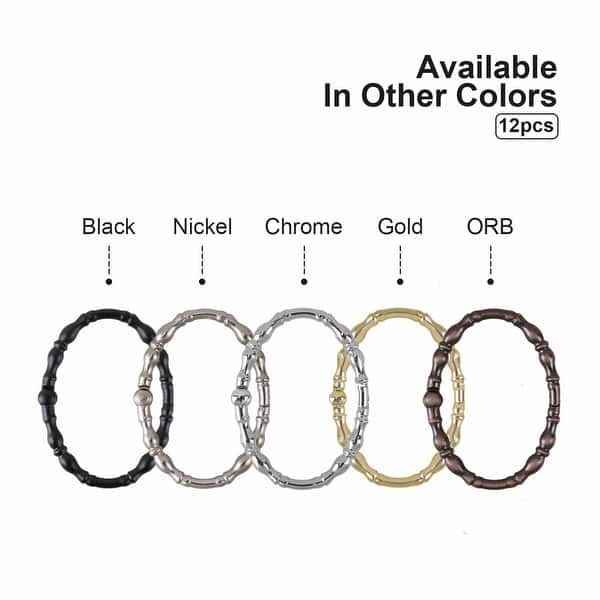 dimension image slide 4 of 6, Utopia Alley Shower Rings, Oval Shape Shower Curtain Rings for Bathroom, Rustproof Zinc Shower Curtain Hooks Rings, Set of 12