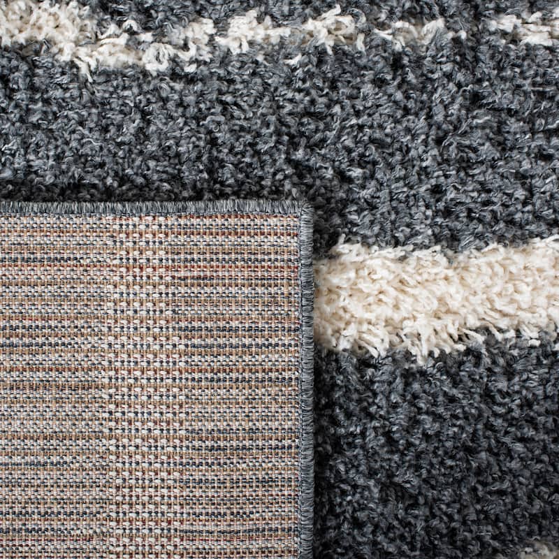 SAFAVIEH Venus Shag Moeidur 1.75-inch Thick Rug - Dark Grey/Ivory - 5' 3" x 7' 6"