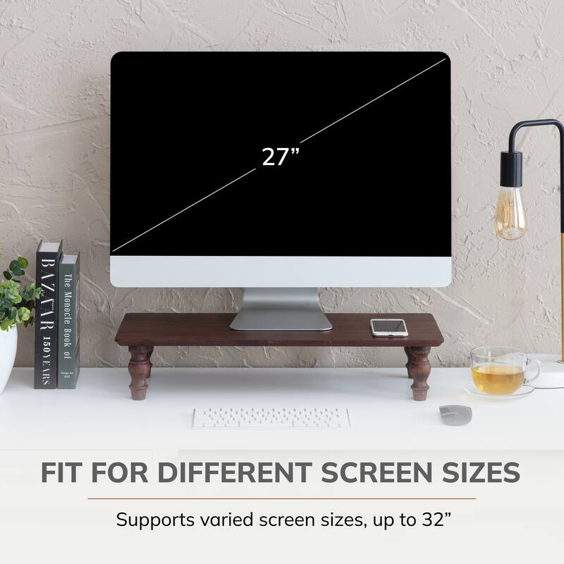 Jani Wood Monitor Stand Riser Desk - Ergonomic Design Stand, Desktop Organizer Table for Home, Office Workspace, Gaming Desk