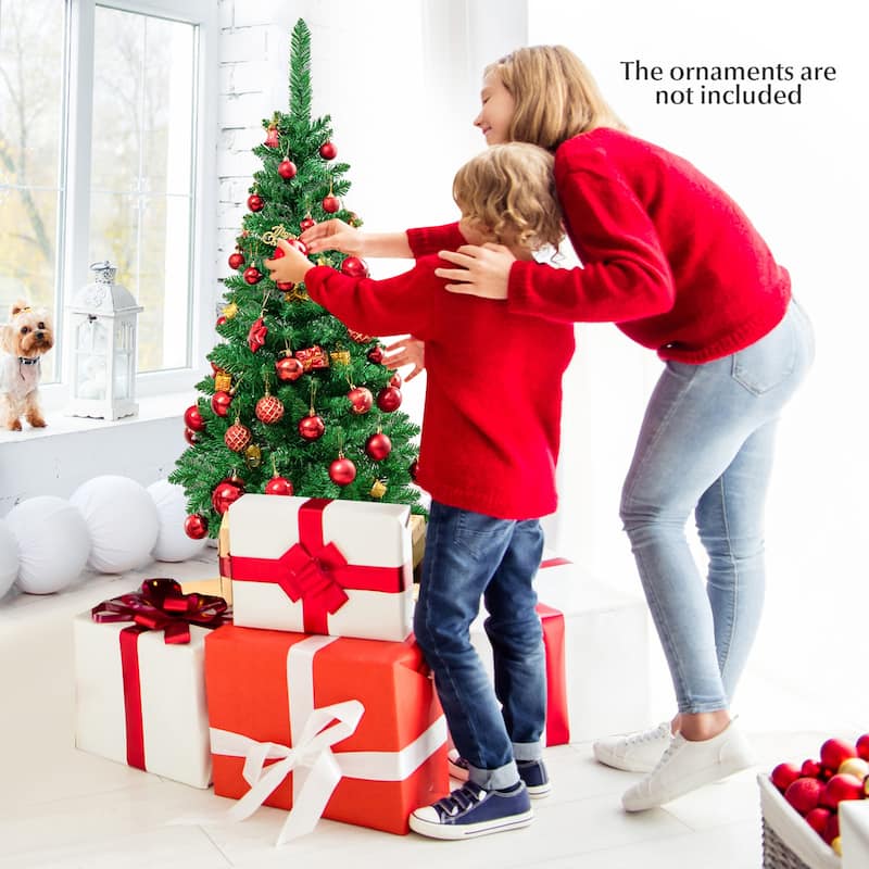 Gymax 4.5ft Colorful Lights Spruce Hinged Tree with 150 Colorful LED - See Details