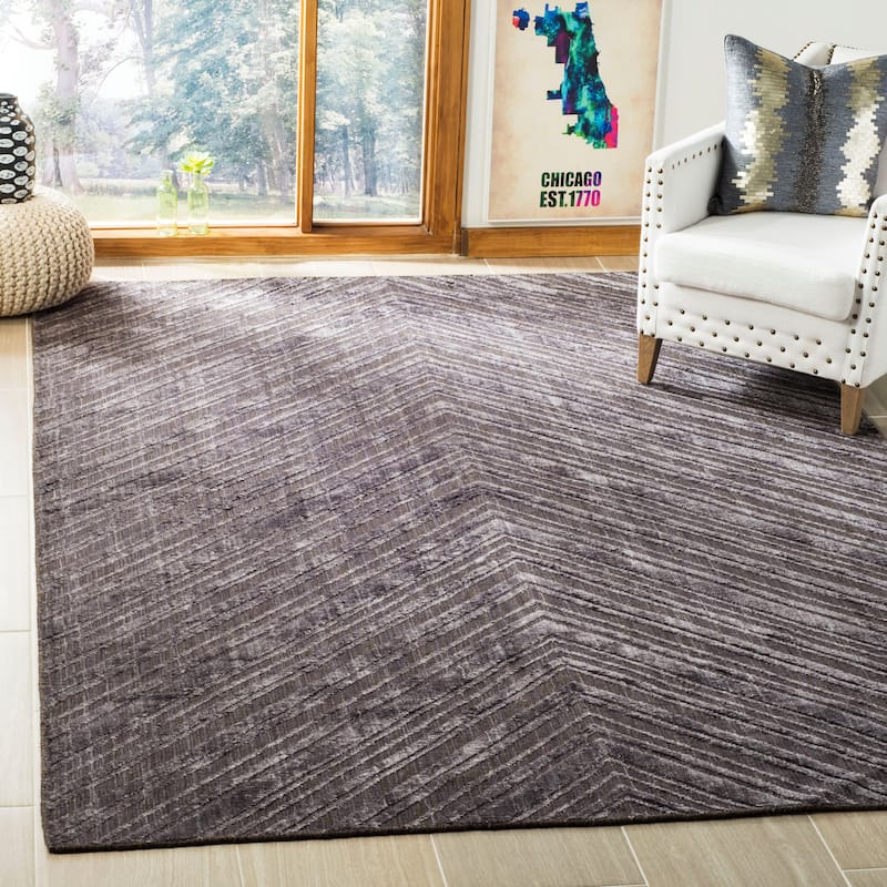 SAFAVIEH Handmade Mirage Gundela Modern Abstract Viscose Rug - 9' x 12' - Charcoal