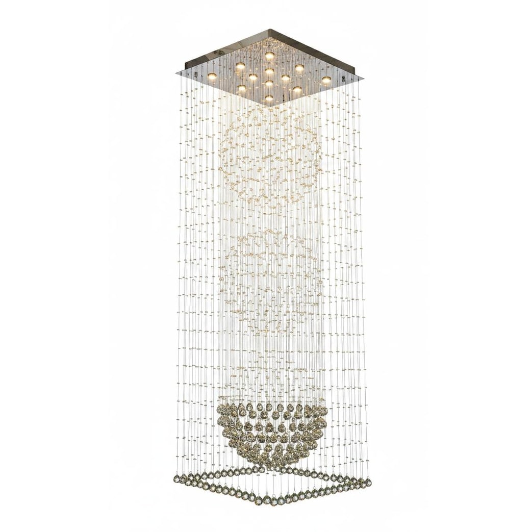 Modern 12-Light Chrome Crystal Chandelier