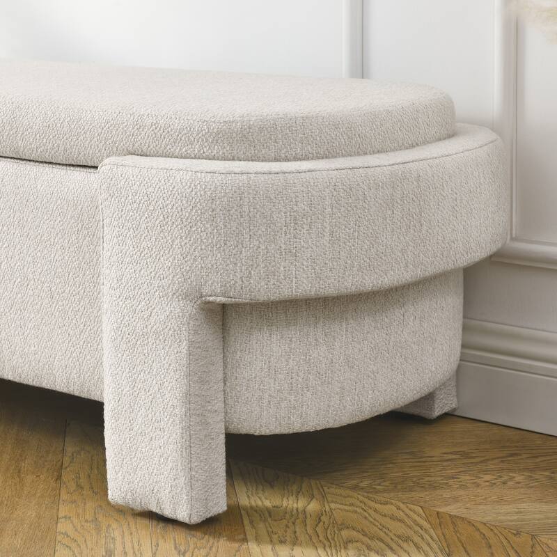 Roomfitters Linen Upholstered Storage Bench with Large Hidden Compartment for Bedroom, Entryway or Living Room