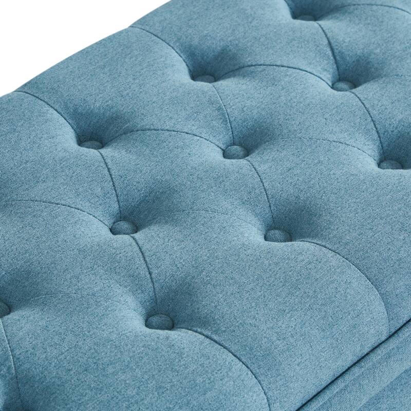 Modern Upholstered Tufted Storage Bench, 45" Wide Bed Bench with Spindle Wooden Legs