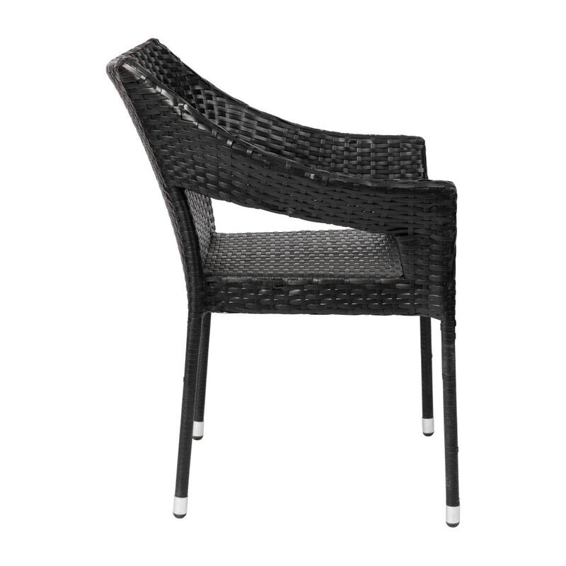 All Weather Commercial Grade PE Rattan Stacking Patio Chairs - 4 Pack