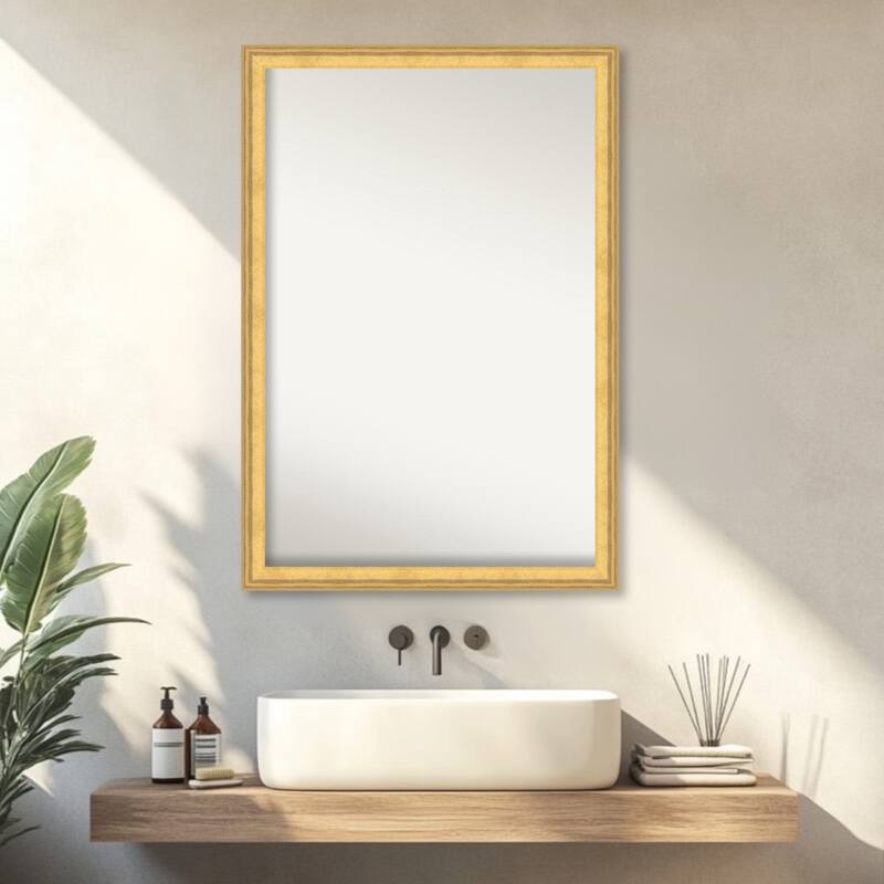 Owen Gold Non-Beveled Wood Framed Bathroom Vanity Wall Mirror - Owen Gold