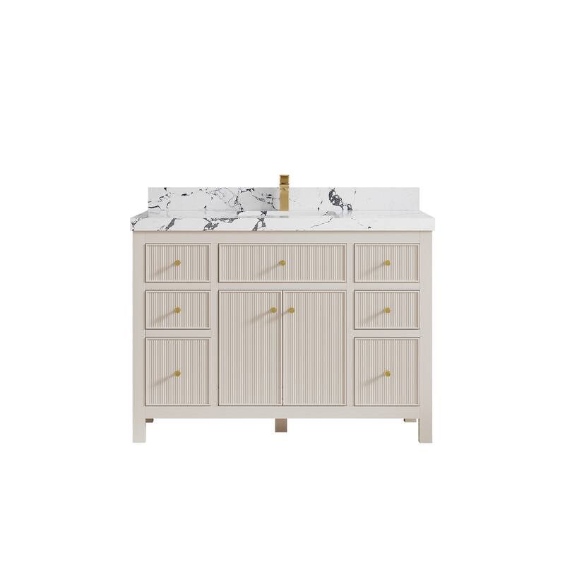 Willow Collections 48 in W x 22 in D Sonoma Free Standing Reeded Single Sink Bathroom Vanity with Countertop