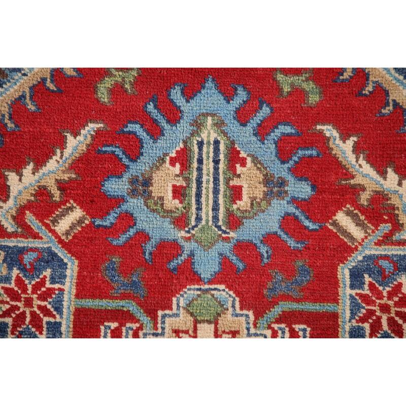 Traditional Red Geometric Kazak Oriental Area Rug Handmade Wool Carpet - 9'6"x 12'10"