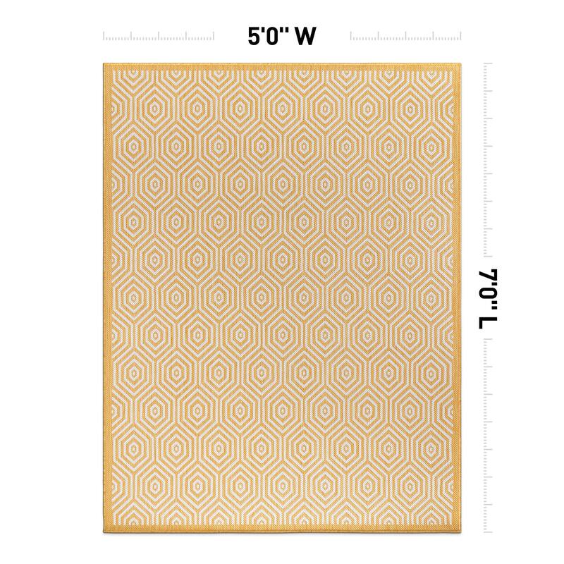 World Rug Gallery Modern Geometric Textured Flat Weave Indoor/Outdoor Area Rug