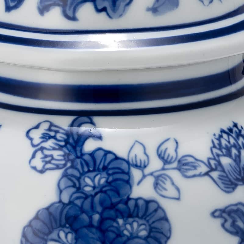 Sagebrook Home Ceramic Chinoiserie Ginger Jar with Lid