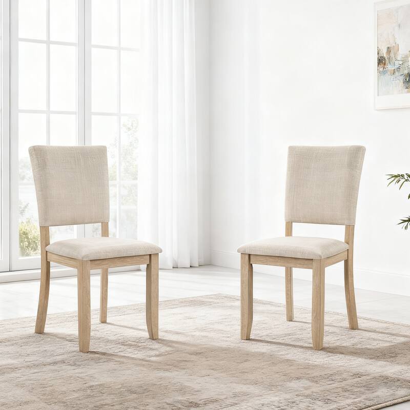 Modern Minimalist Dining Chairs Set of 4, Kitchen Chair with Padded Seat, Wooden Upholstered Side Chair for Dining Room