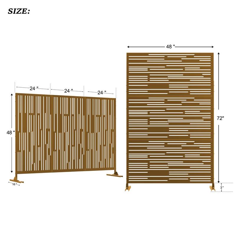 Metal Privacy Screen Wall Decoration Free Standing-6.3 ft. H X 4 ft. W