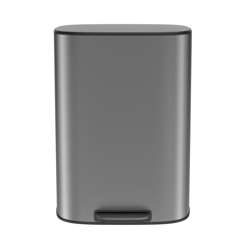 Black Grey 13 Gallon 50L Step-on Kitchen Trash Can with Soft Close for Home,Office