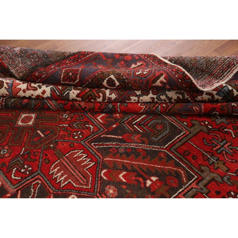 Hand Knotted Oriental 100% Wool Carpet Traditional Medallion Red Heriz Area Rug - 11' 3'' X 8' 5''