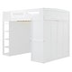 preview thumbnail 5 of 18, White Full Size Solid Wood Loft Bed with Desk, Wardrobes & Drawers
