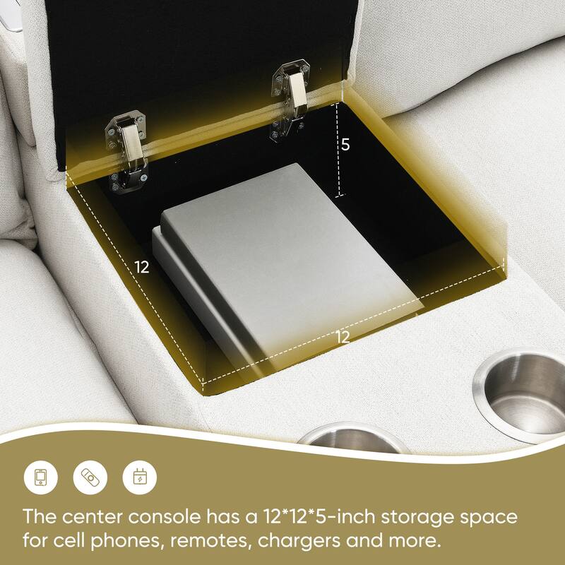 Cloud Sectional Sofa wConsole, USB, Reading Light, Cup Holder, Ottoman