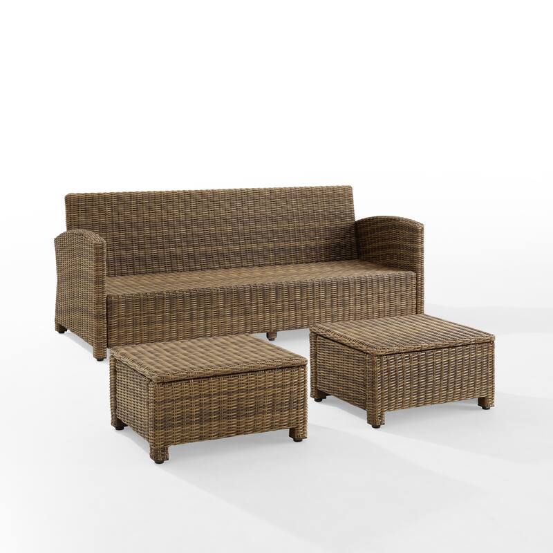 Crosley Bradenton 3Pc Outdoor Wicker Sofa Set - 81 "W x 75 "D x	32.5 "H