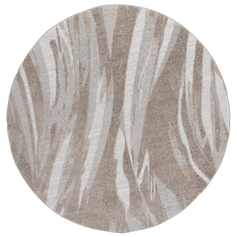 SAFAVIEH Wave Ilionora Modern Rug - 6'7" Round - Beige/Ivory