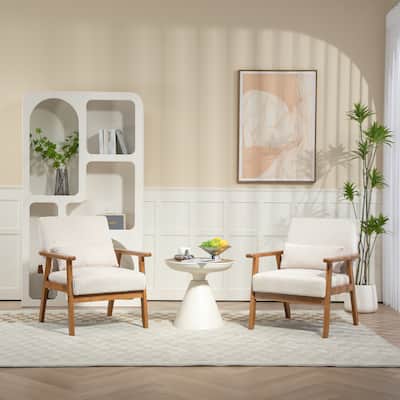 Corduroy Upholstered Mid-Century Modern Wooden Frame Accent Chair for Living Room/Bedroom（set of 2）