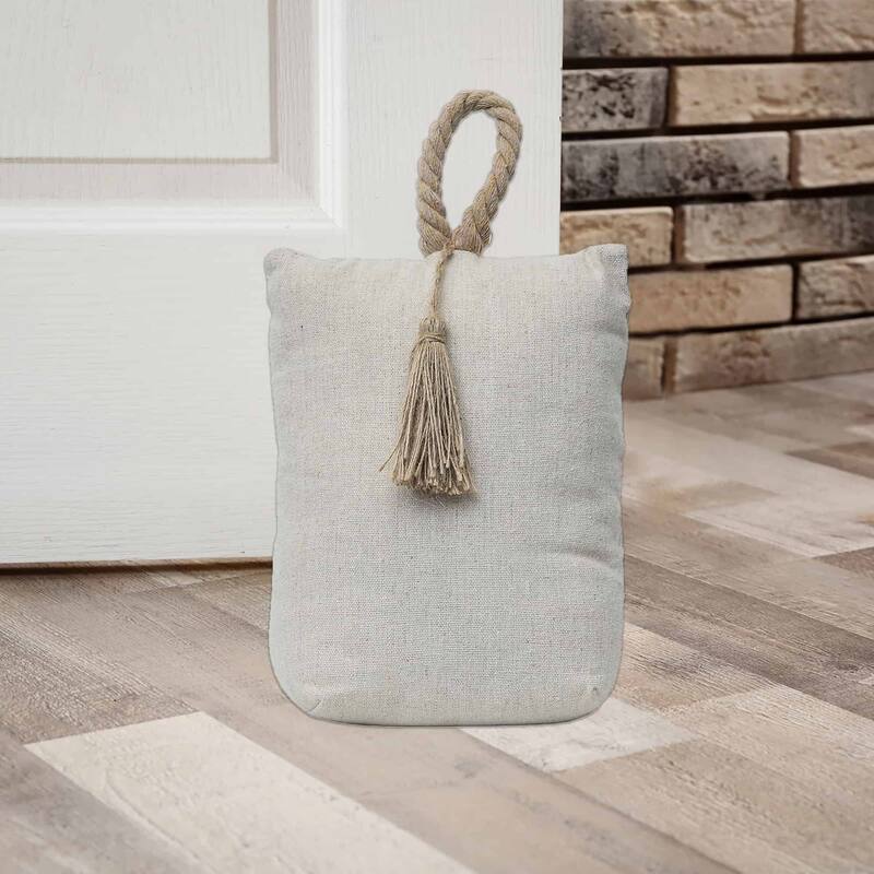 Nature Cotton Bag Door Stop Weighted Floor 2.2 lbs - 6"L x 4.6"W x 8"H