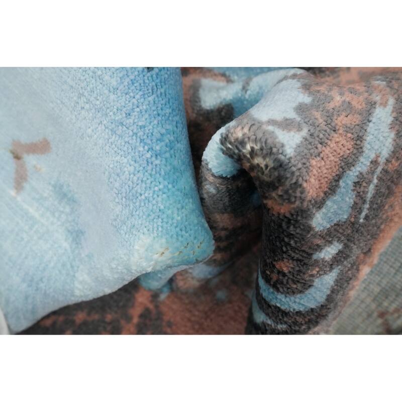 Hand Knotted Oriental Viscose Silk Carpet Modern Abstract Multi-Colored Abstract Area Rug - 4' 0'' X 2' 0''