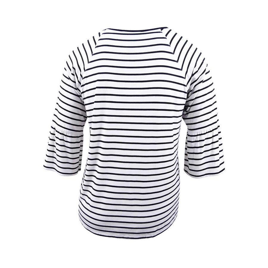 plus size long sleeve black and white striped shirt