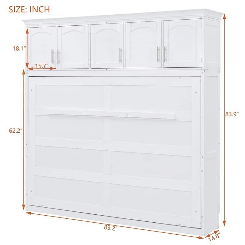 Full Size Murphy Bed Wall Bed with Top Cabinets