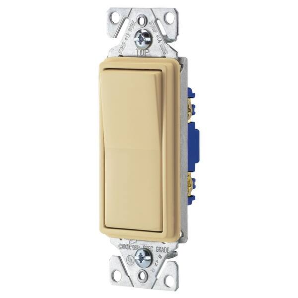 Cooper Wiring 7501V-BOX Single-Pole Decorator Rocker Switch, Ivory ...