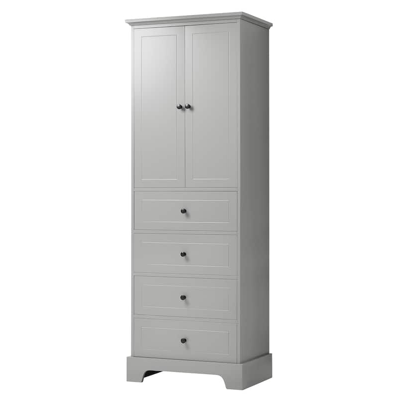 Storage Cabinet with 2 Doors and 4 Drawers for Bathroom Office