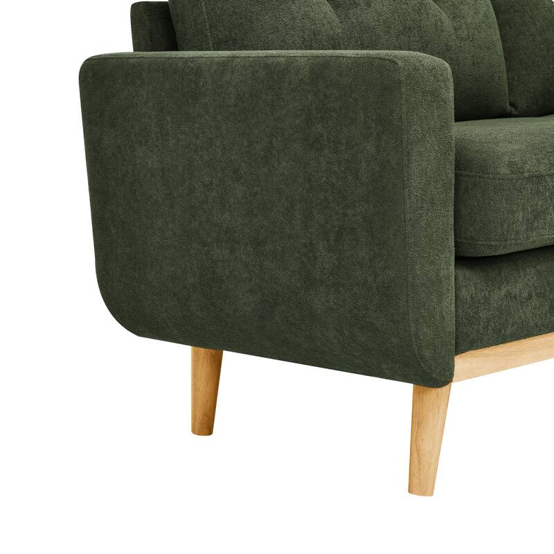 67.7" Wide Green Polyester Upholstered Tufted Loveseat Sofa With Wooden Legs