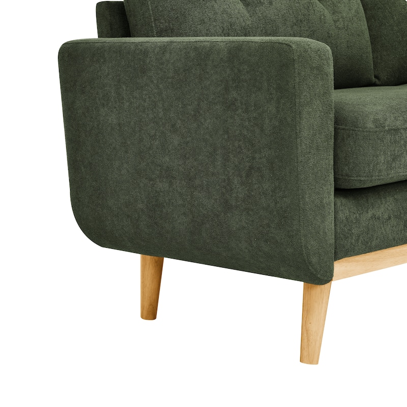 Homy Casa 2-Seater Sofa, Tufted Linen, Wood Legs