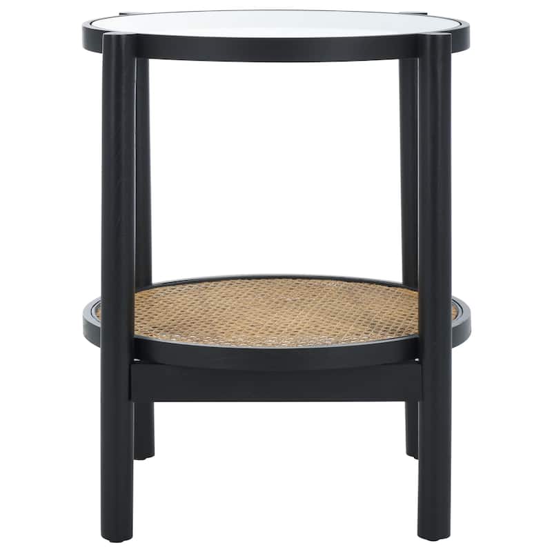 SAFAVIEH Couture Alberdine Rattan/Glass Accent Table - 23 In. W x 23 In. D x 24 In. H - 23"W x 23"D x 24"H