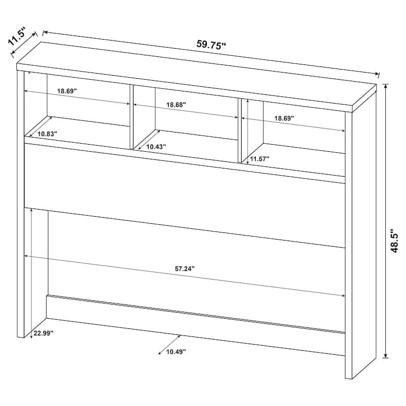 Westpark 3-Piece Bedroom Set Bookcase Headboard