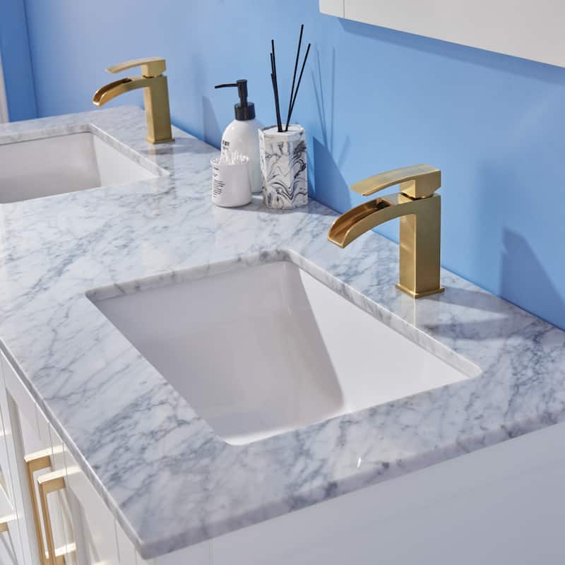 Altair Remi Double Bathroom Vanity Set Carrara White Marble Top