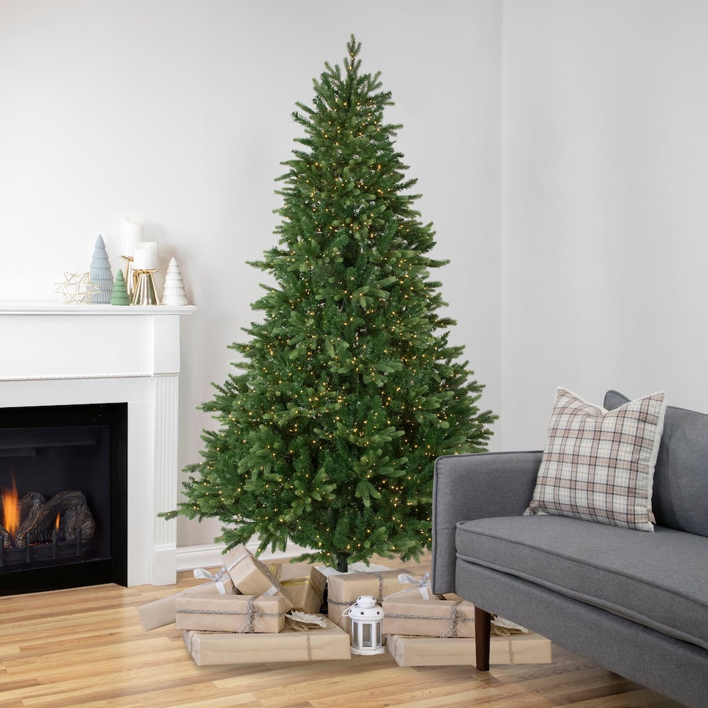 7.5' Full Riverton Fir Artificial Christmas Tree, Warm White Lights - 7.5 Foot