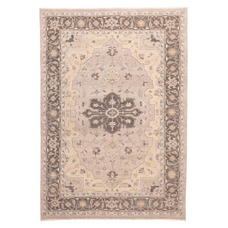 ECARPETGALLERY Hand-knotted Finest Agra Jaipur Grey Wool Rug - 9'6 x 13'0