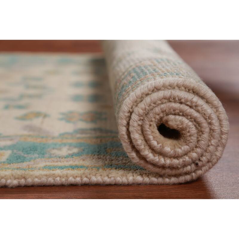 Transitional Oushak Oriental Runner Rug Hand-Knotted Wool Carpet - 2'8" x 9'10"