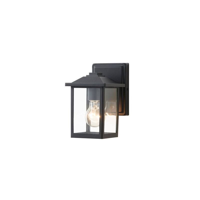 KAWOTI 1-Light Minimalist Temple-Inspired Outdoor Lantern (Set of 2) - Black