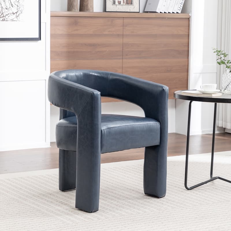 SEYNAR Modern Glam PU Leather Upholstered Dining Chair, Open-Back Accent Chair