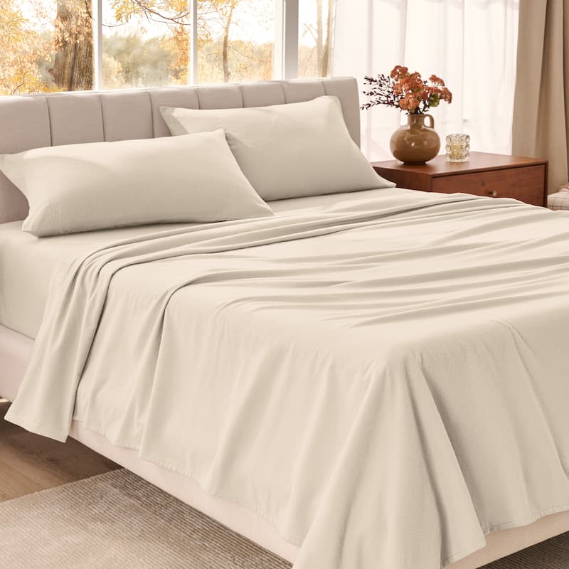 Bare Home Organic Cotton Flannel Sheet Set - Full - Sand