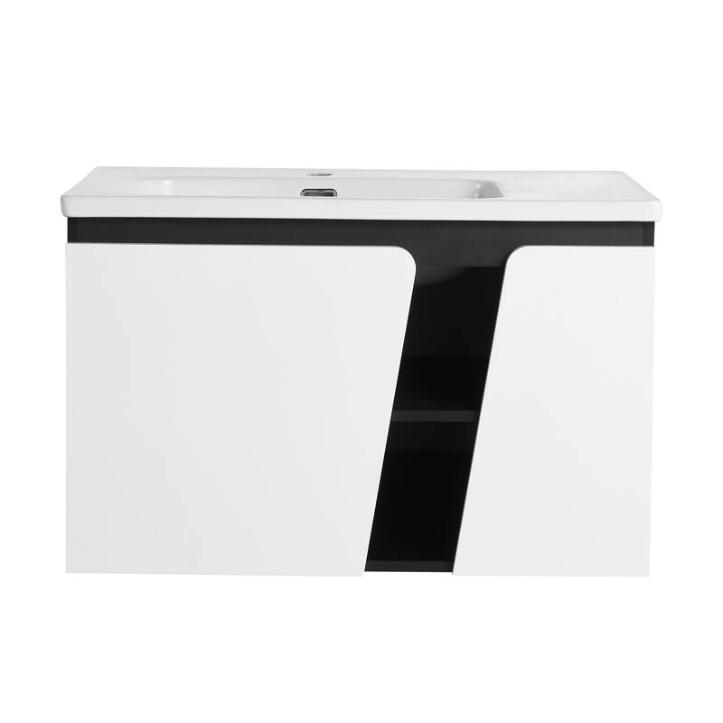 GDFStudio - Lennox Floating Bathroom Vanity with Ceramic Sink, Soft-Close Door